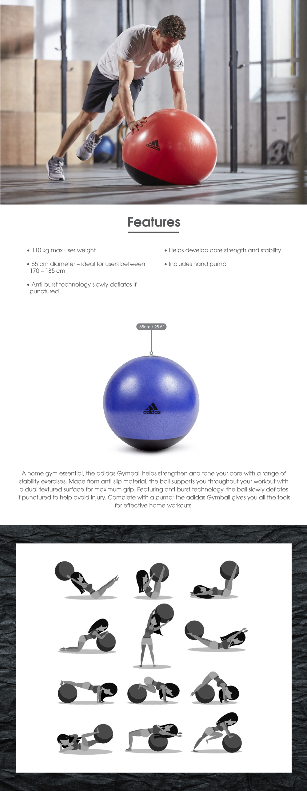 Gym ball decathlon online 65cm